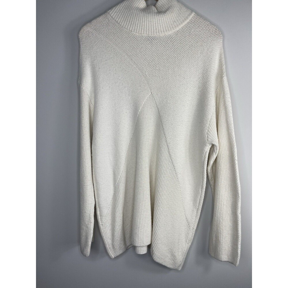 Talbots Womens Cream Cotton Wool Blend Turtleneck Oversized Sweater Sz:XL